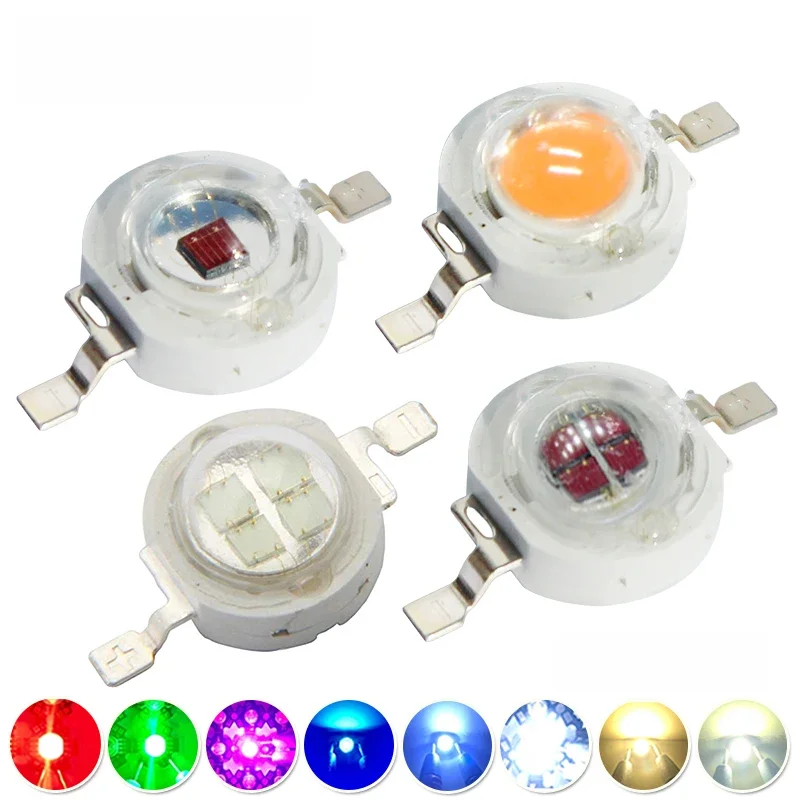 1W 3W 5W chaud naturel blanc froid Led puces ampoule haute puissance intensité rouge 660nm bleu vert jaune spectre complet élèvent la lampe légère