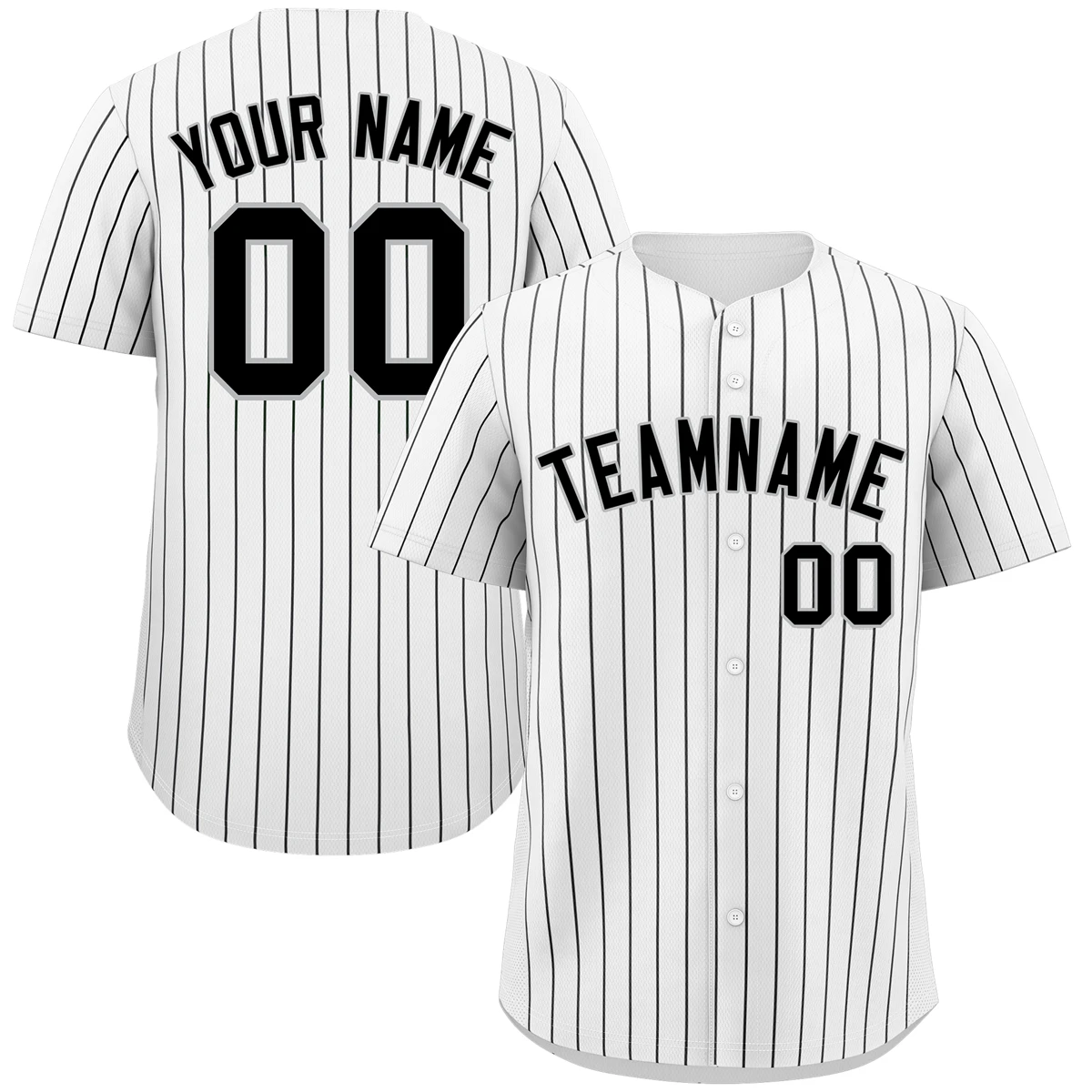 Wholesale Plus Size Custom Pinstripe Baseball Jersey Full Button Shirts Personalized Embroidered Name Number