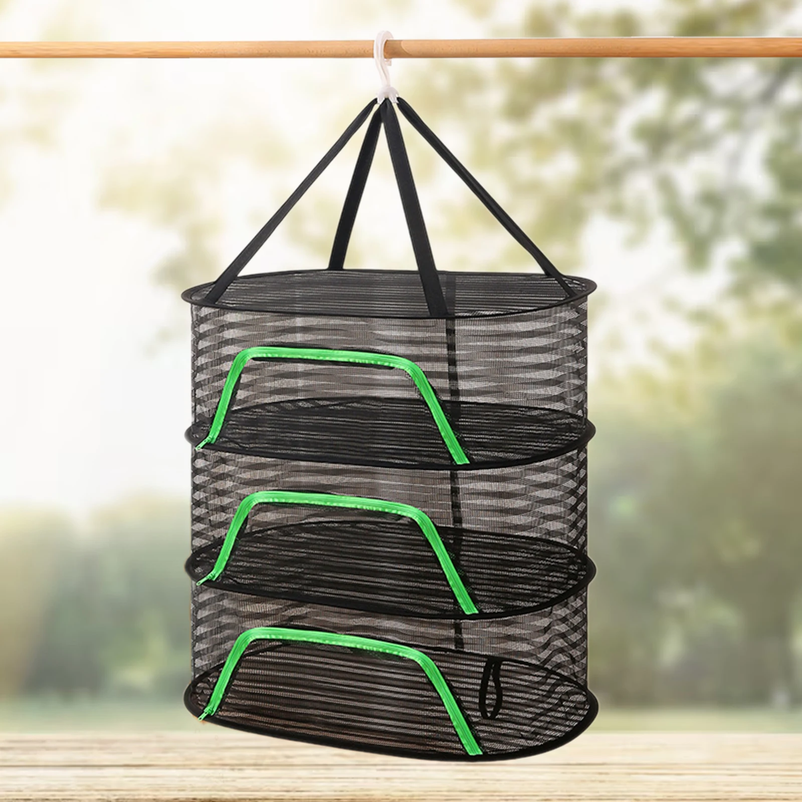 Garden Folding Drying Net Fish Drying Net Large Capacity with Hanging Hook Easy Carrying for Tea Fruits Dried Fish Tableware