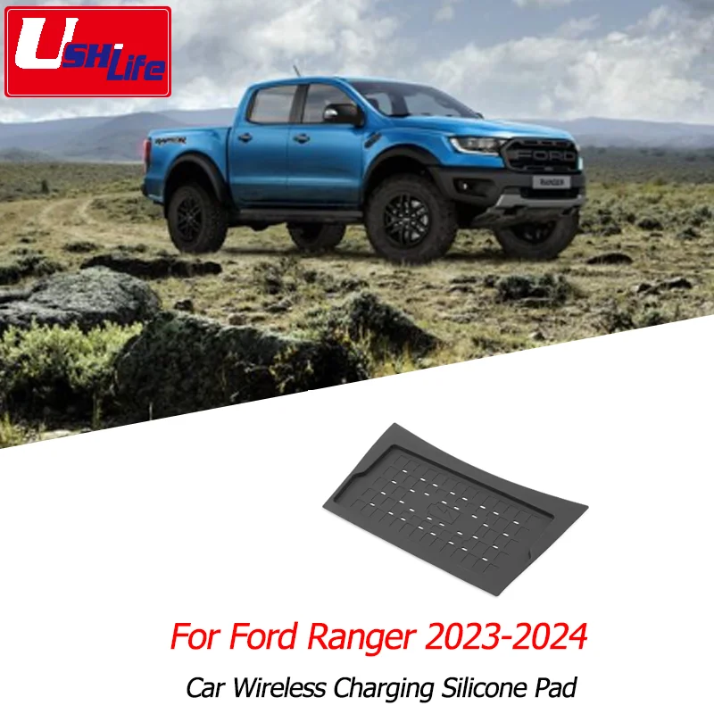 Car Wireless Charging Silicone Pad Central Control Charger Protector Cover Non-Slip Mat Accessories for Ford Ranger T9 2023 2024