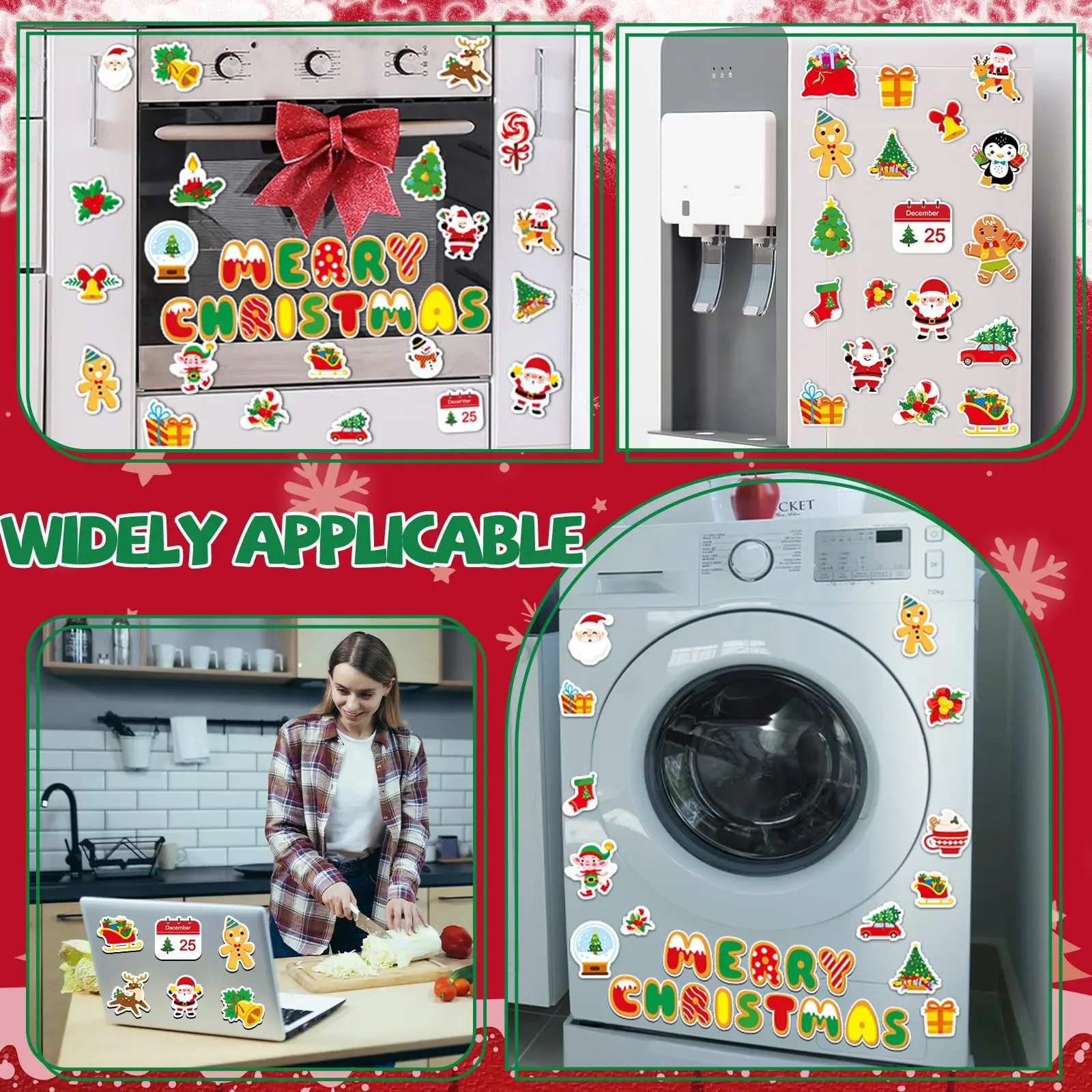 36 Pieces Christmas Refrigerator Magnets Merry Christmas Magnetic Refrigerator Cover Santa Claus Fridge Magnet Stickers Happy Ho