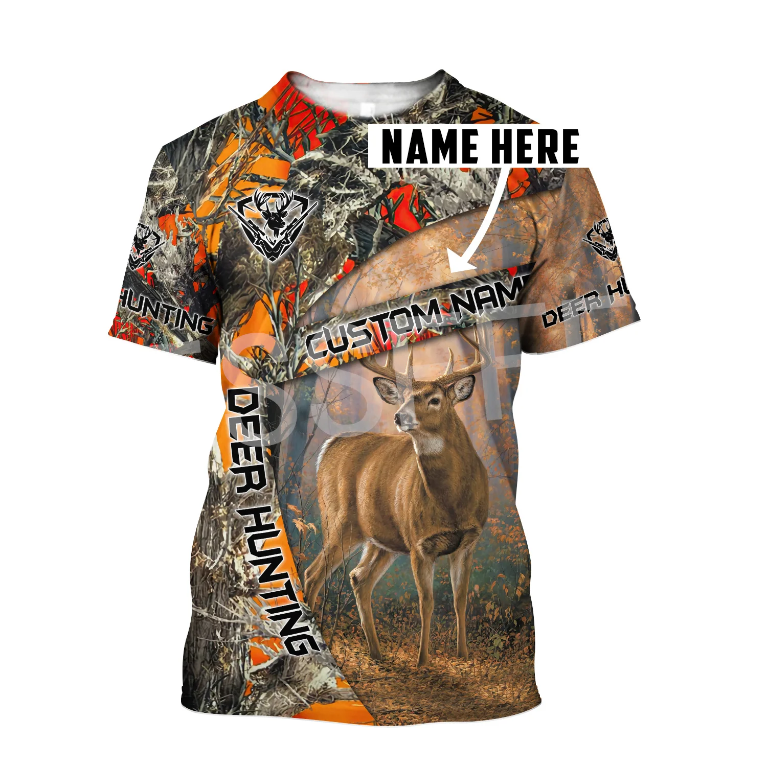 Custom Name Deer Hunting Animal Bow Hunter Camo Cosplay Tattoo Retro 3DPrint Harajuku Summer Tee Casual Short Sleeves T-Shirts V