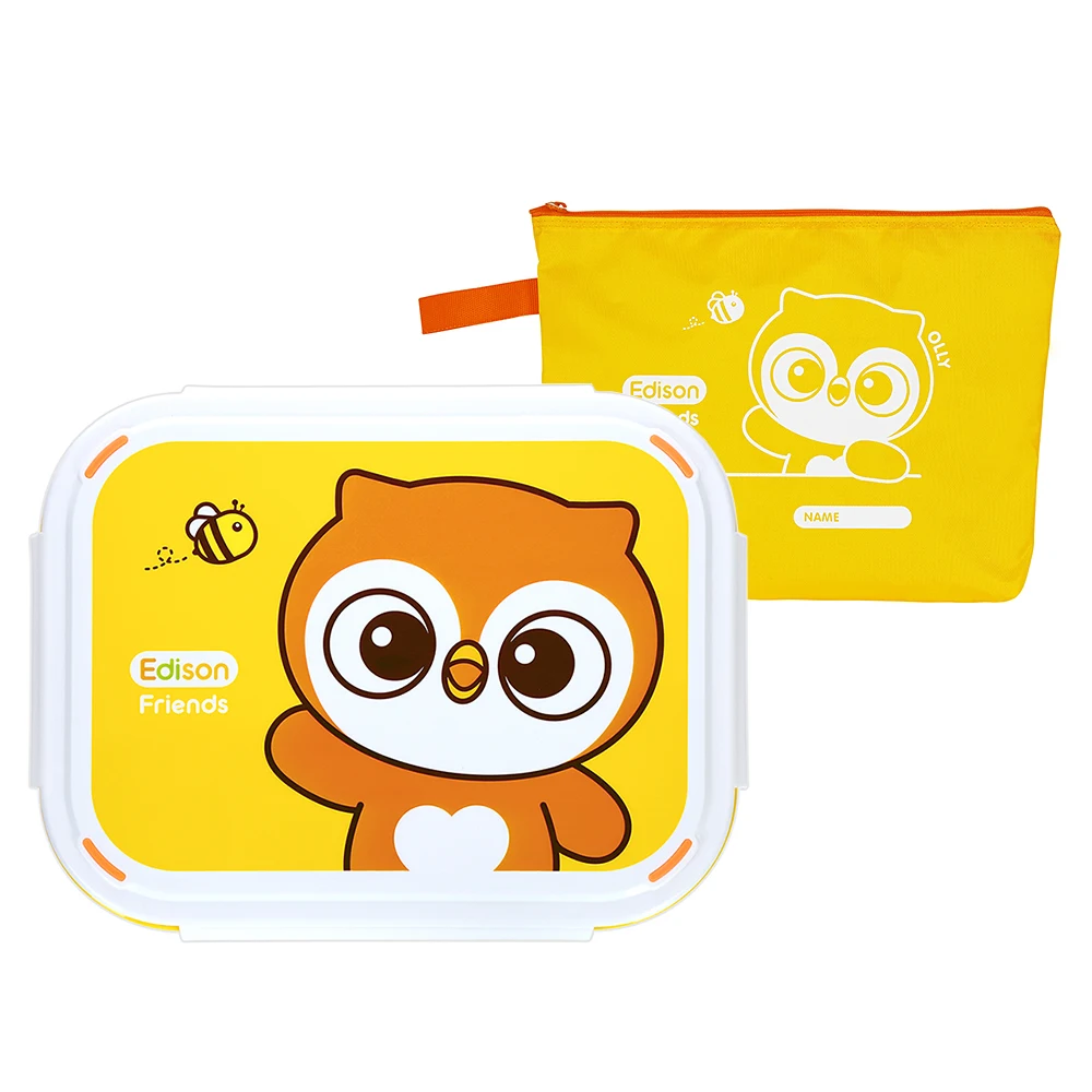 Edison Friends double non-slip Stainless Plate bag set (Owl)