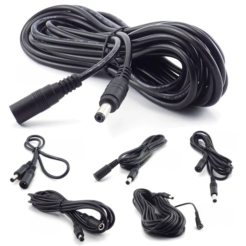 10 szt. Przedłużacz kabla zasilającego CCTV DC, z wtyczką żeńską na męską, adapter, kable zasilające 12V, 5.5mmx2.1mm, do przedłużania zasilania kamery — zdjęcie 2
