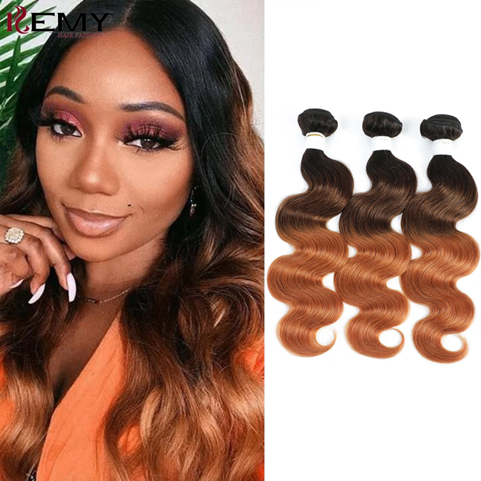 

Объемная волна, пучки человеческих волос, 3 тона, 1B/4/30, омбре, коричневые, плетение человеческих волос, бразильские волосы Remy, 3/4 пучка