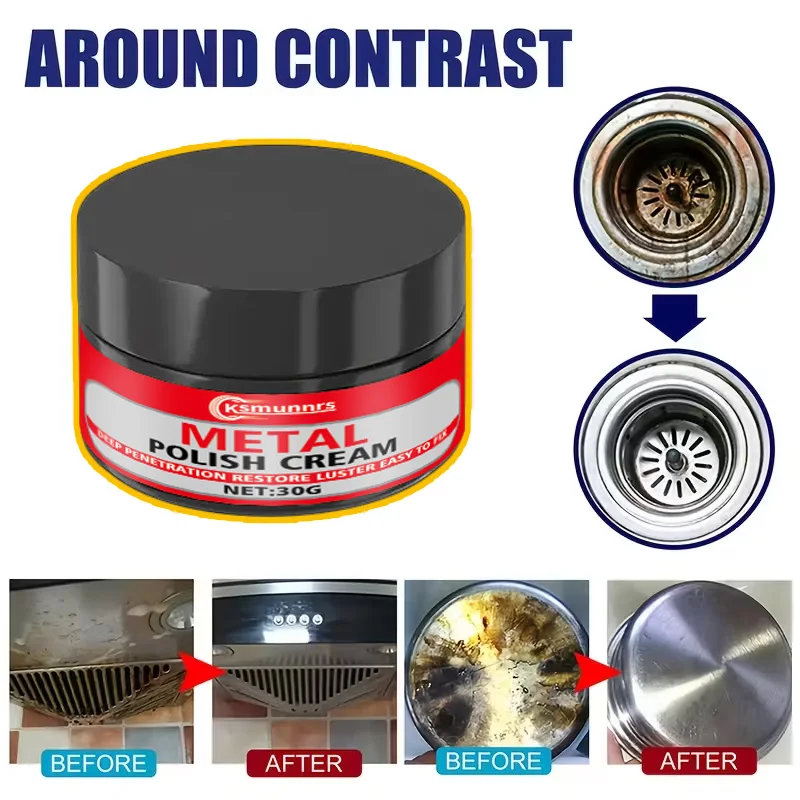 다용도 구연산 크림: 금속 광택제, 오래 지속되는 자동차/주방/욕실 광택