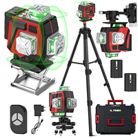 16 Lines Green Laser Level Level Level Level, 2x360 Horizontal And Vertical distance Control, Wivel Stand