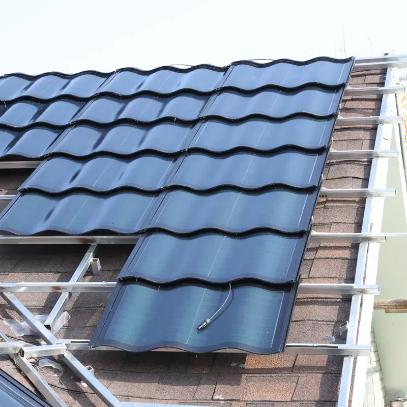 BIPV solar tiles Photovoltaic Panels Solar Roof Shingle Lightweight Metal Tile Roofing Me On satal Solar Roof Tile For Building