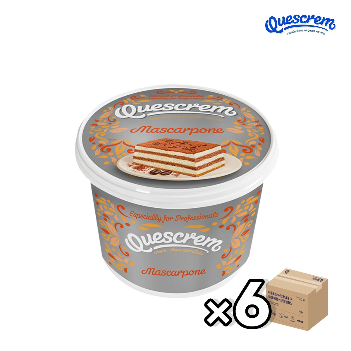 Quescrams-Queso Mascarpone, tiramisus español, 500g x 6 (1 caja)