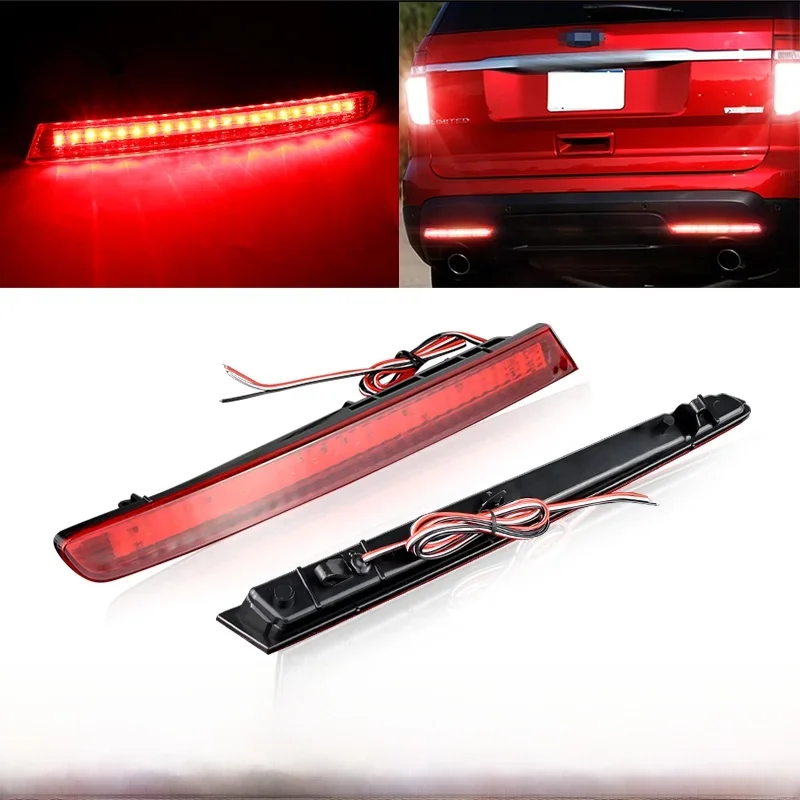 2 SZT. Czerwone LED Odblaski Zderzaka Światła Stop Canbus Do Ford Explorer 2011-2015 (Przed Liftingiem) Funkcjonują Jako Tylne Światła Stop, Ostrzegawcze i Przeciwmgielne — zdjęcie 2