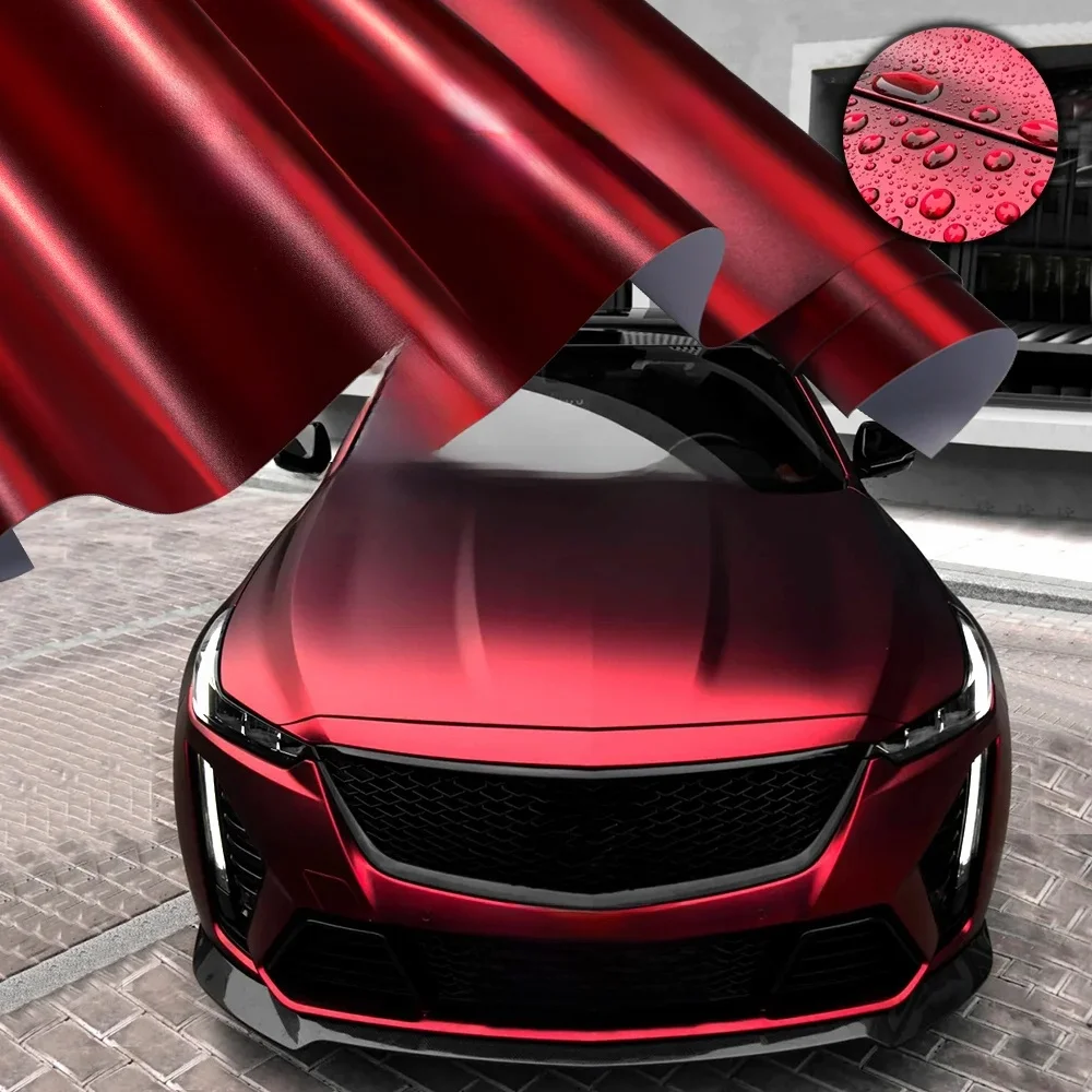 Najwyższej jakości PET Romance Red Vinyl Wrap Samoprzylepna naklejka Naklejka Pojazd Samochód Romanee Red Wraping Roll For Motorcycle — 2