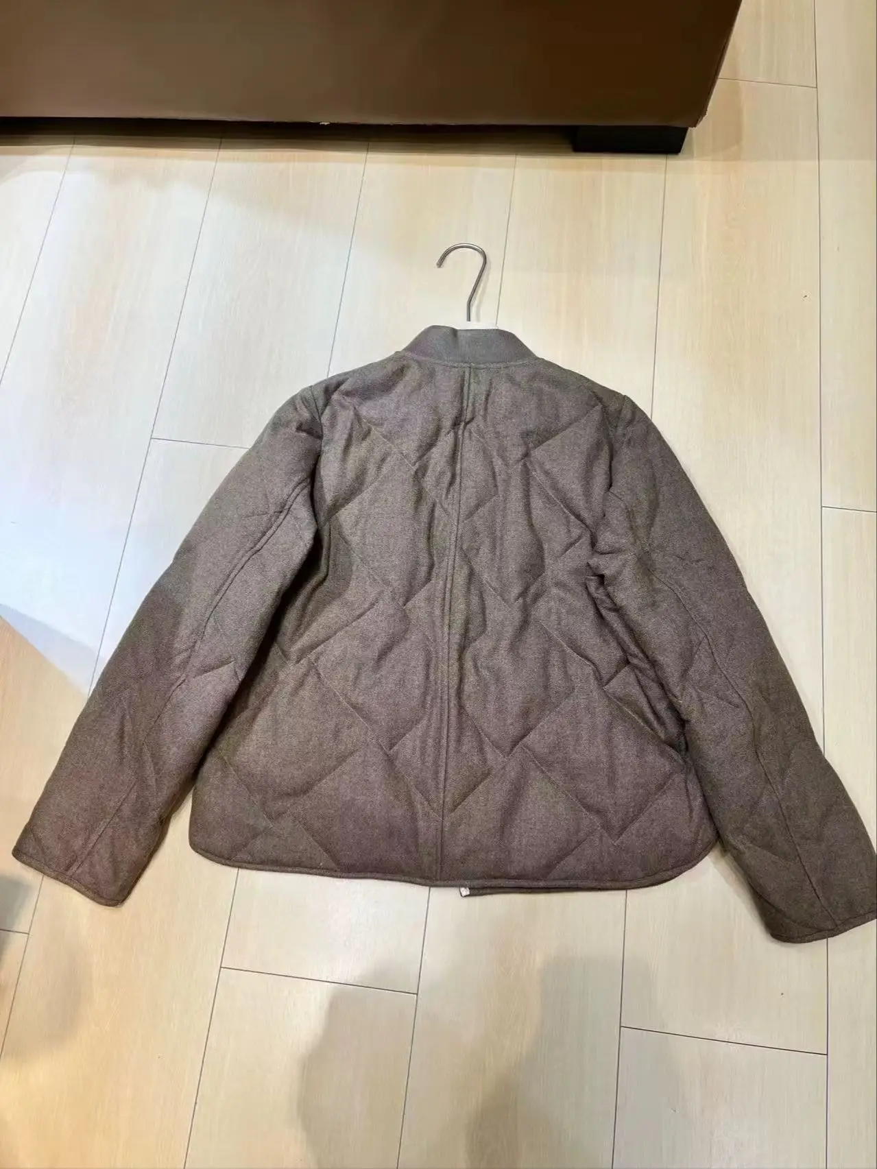 Mid-season wool-linen women's luxurious quilted short down jacket