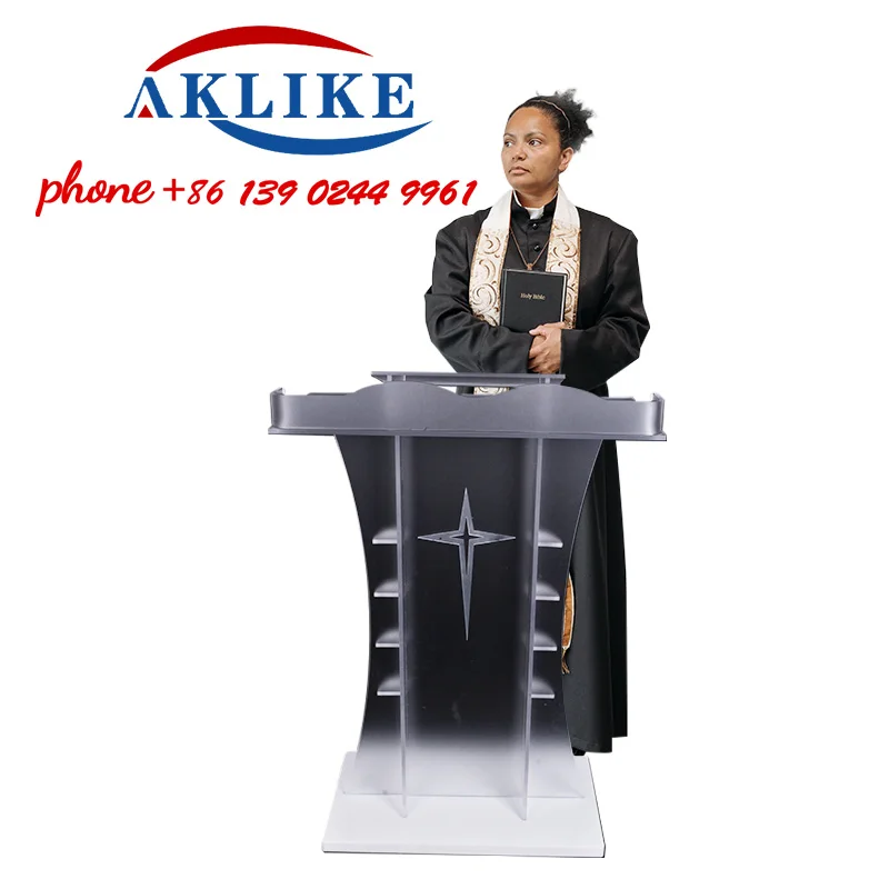 

2024 Small Frosted Lectern Acrylic Cross Lectern Pastor Presiding Sermon Pulpit Rostrum Church Praise Podium Free Shipping