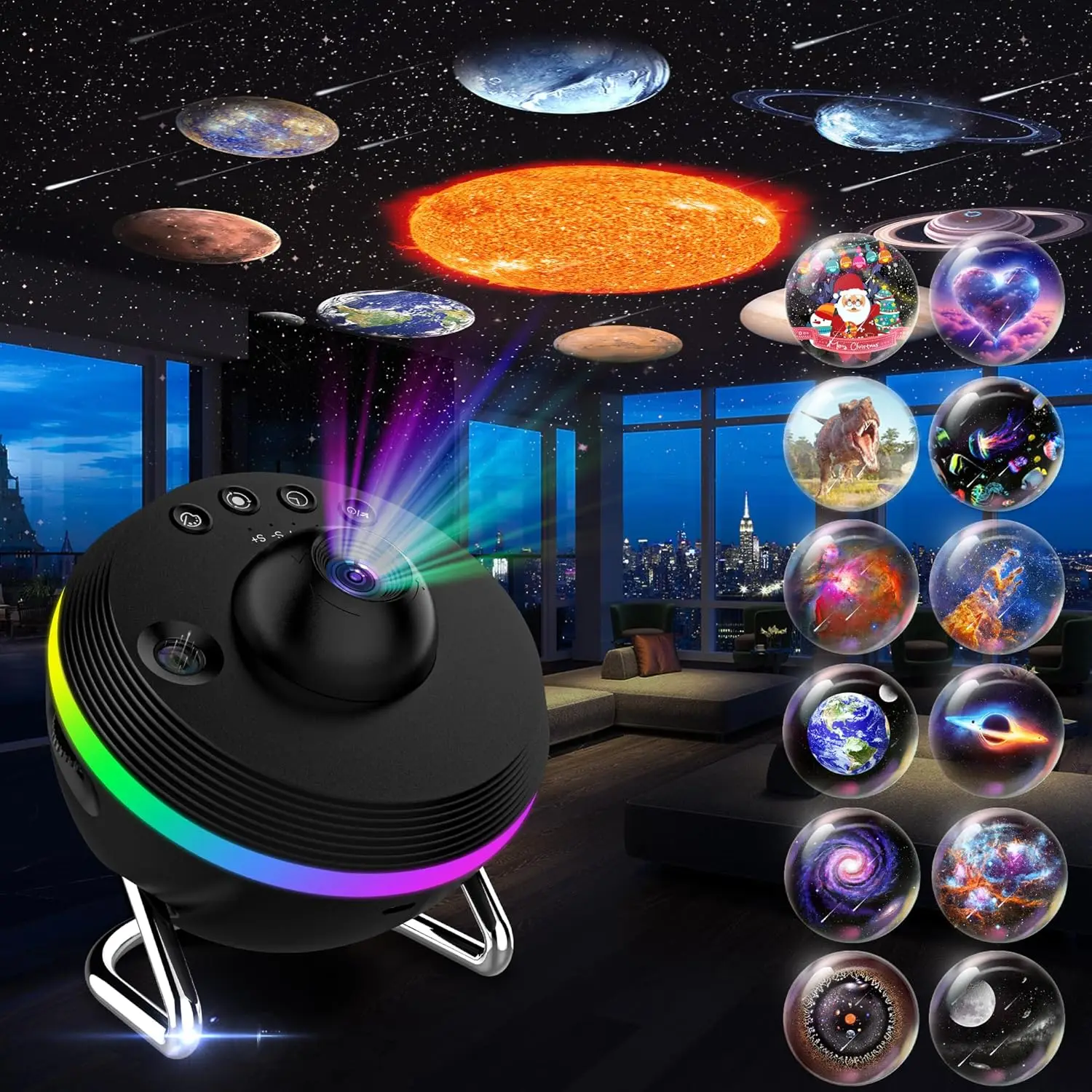 13-in-1 Sternprojektor Nachtlicht 360 °   Grad drehbarer 4K HD Galaxy Projektor Schlafzimmer mit Timer Planetariumsprojektor für Kinder