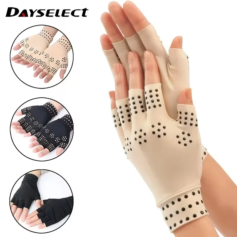 Magnetische Arthritis-Therapiehandschuhe für Männer und Frauen, fingerlose Hand- und Handgelenkstütze zur Linderung von rheumatischen Gelenkschmerzen, zum Tippen und für den Sport