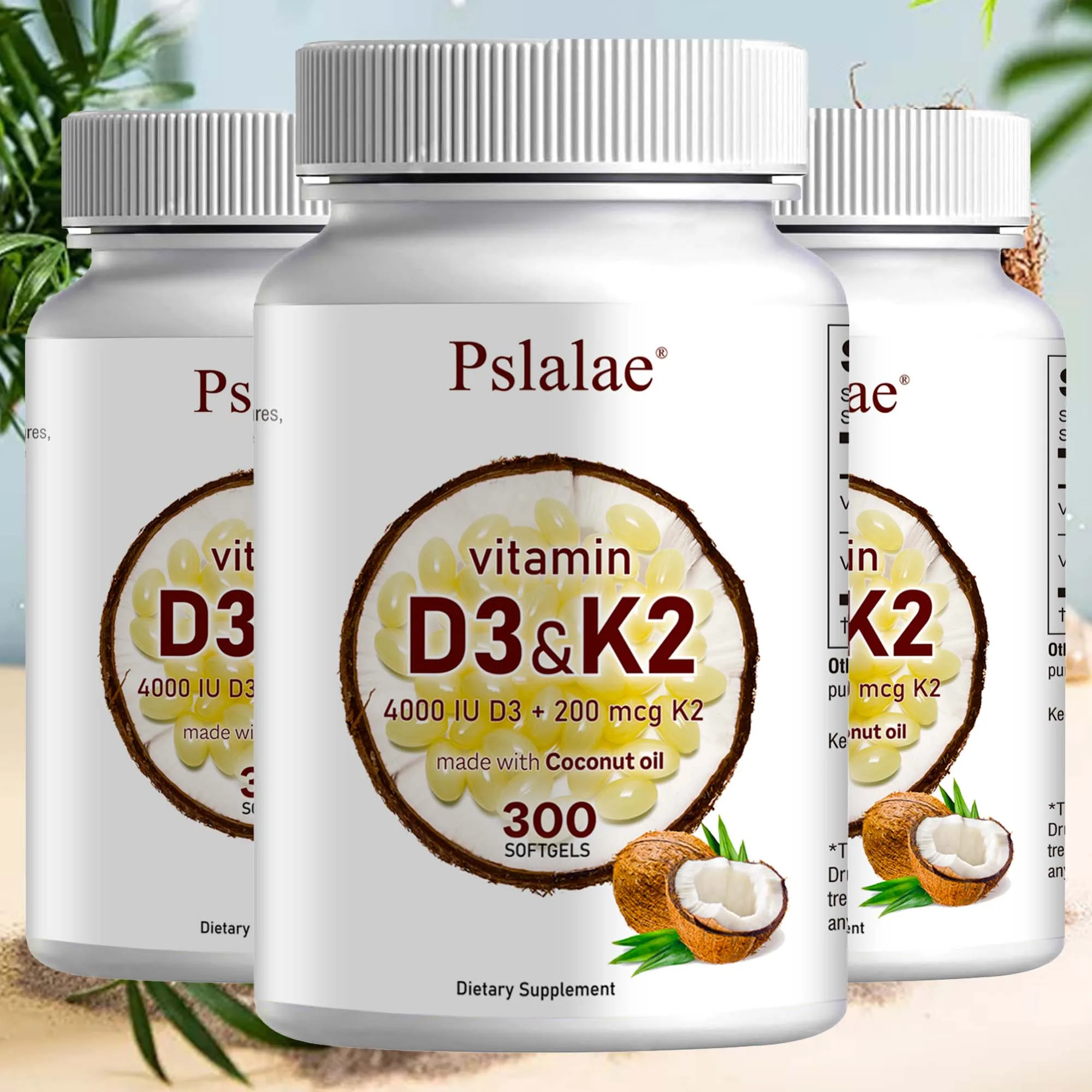 Vitamin D3 and K2 Softgels - Promotes Absorption, Digestion, and Maintains Health - 300 Softgels