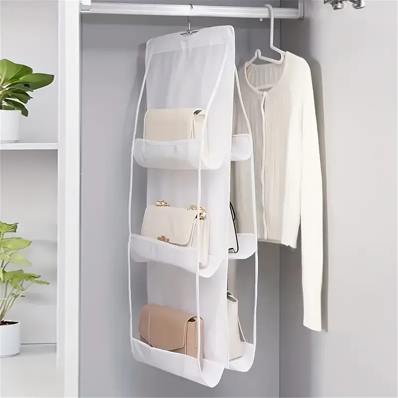 6/8 Grid Handtasche Hängen Organizer Multi-schicht Faltbare Staubdicht Oxford Tuch Handtasche Lagerungen Taschen Für Familie Schrank Schlafzimmer