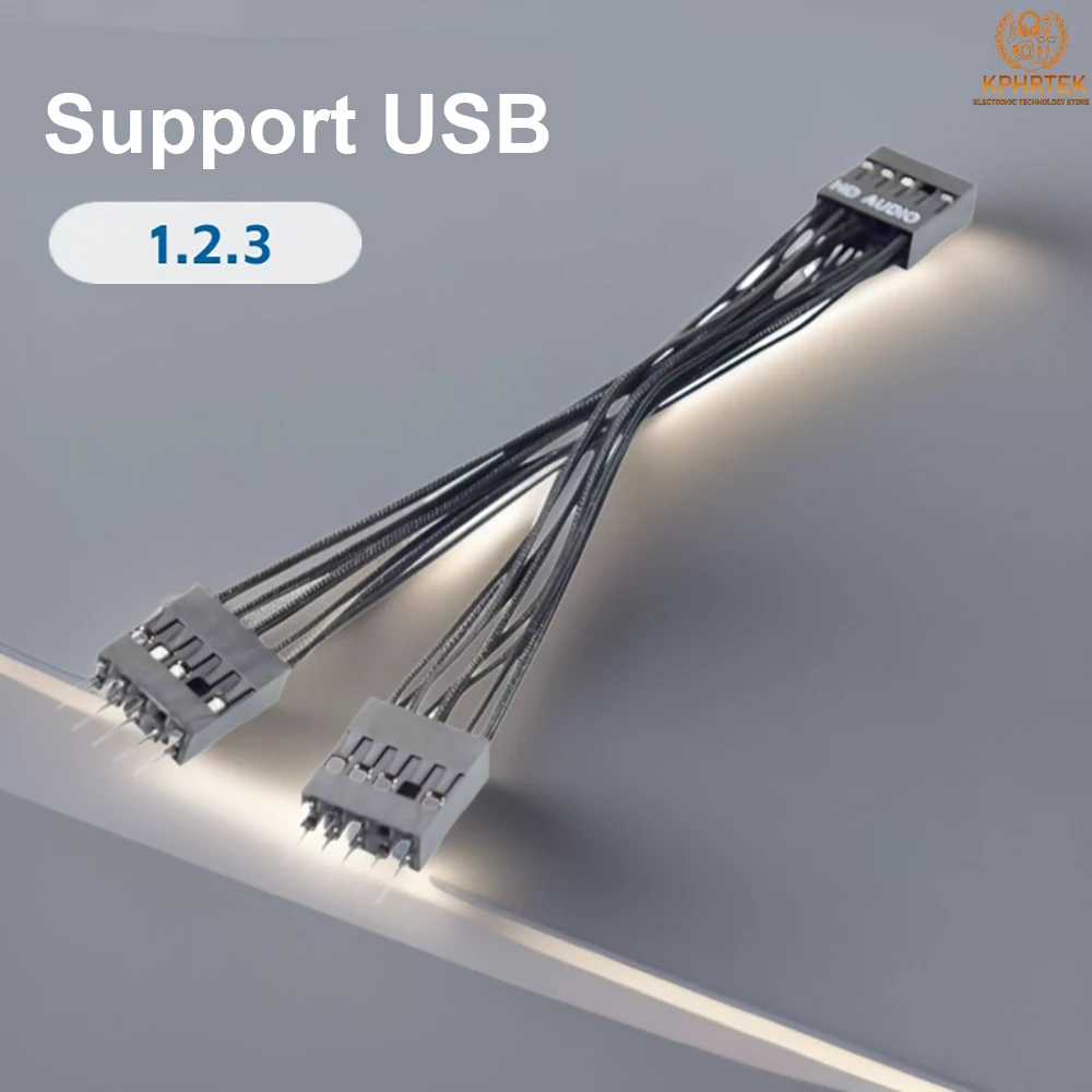 

50 PCs HD AUDIO 9-pin motherboard extension cable audio one-to-two adapter cable gold-plated interface front panel extension ca