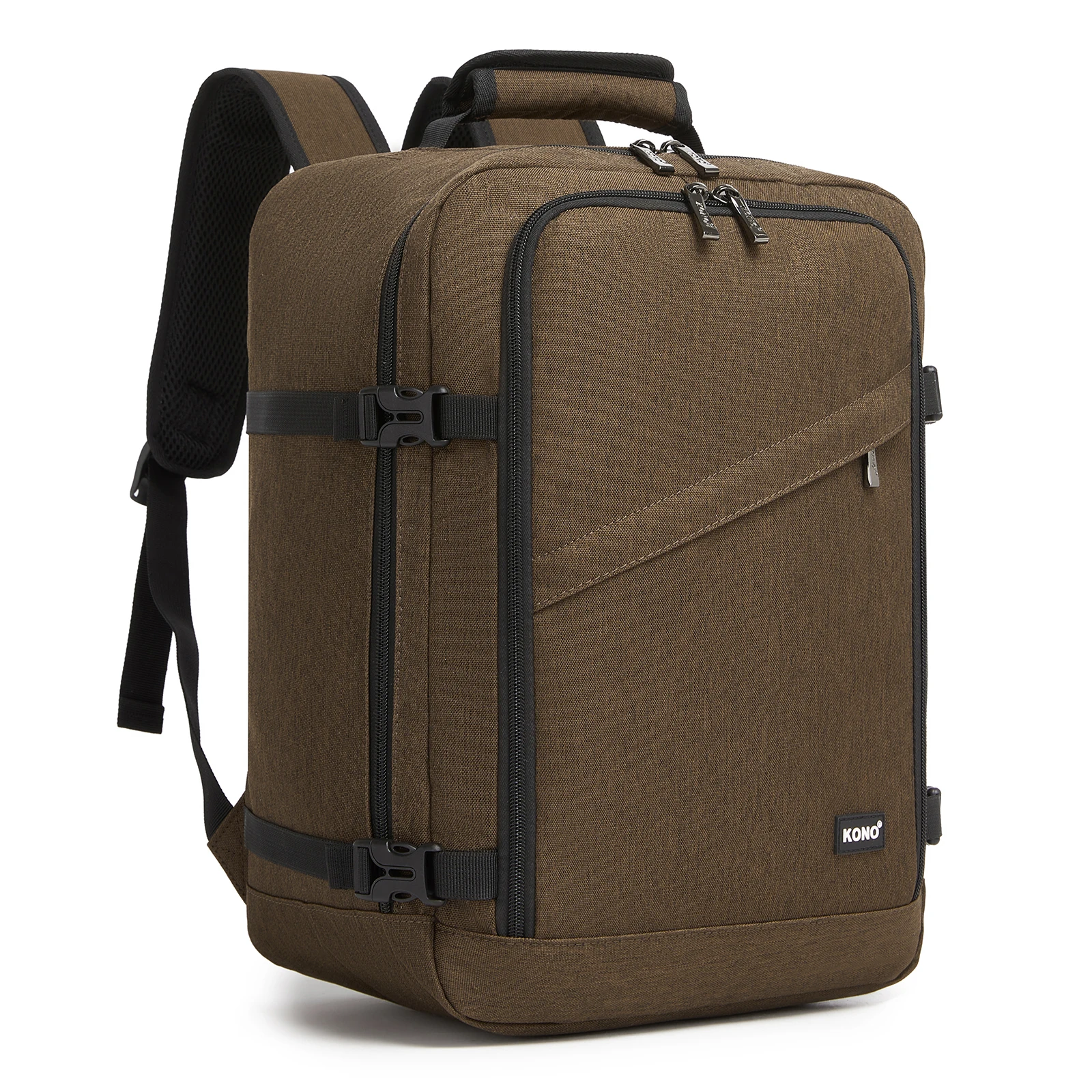 Kono Kabinentasche für Ryanair (40x30x20 cm, 24L) , Untersitz Reise Handgepäckrucksack, Kabinengröße , schwarz/braun