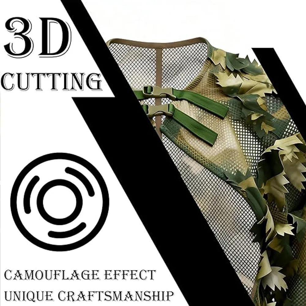 Cape Style Ghillie Suit Camo Leafy Jacket Woodland Camouflage Hunting Clothing 3D Camouflage for Hunting Photography Airsoft view 4