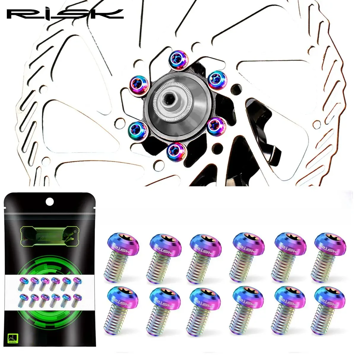 AliExpress NONE RISK 12pcs M5X10mm Bicycle Disc Brake Rotor Bolt Road MTB Bike T25 TC4 Titanium Torx Rotor Fixing Brake Screw Ultralight