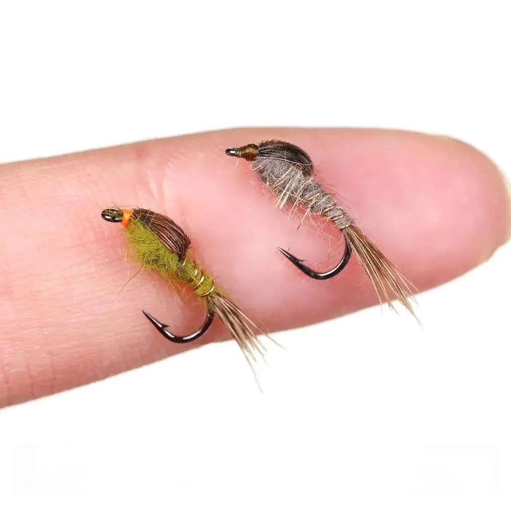 Bimoo 8 pièces # 14 non pondérés oreille de lièvre nymphe artificielle mouche sèche peut voler pour truite d'eau morte Blugill Grayling perche leurres de pêche