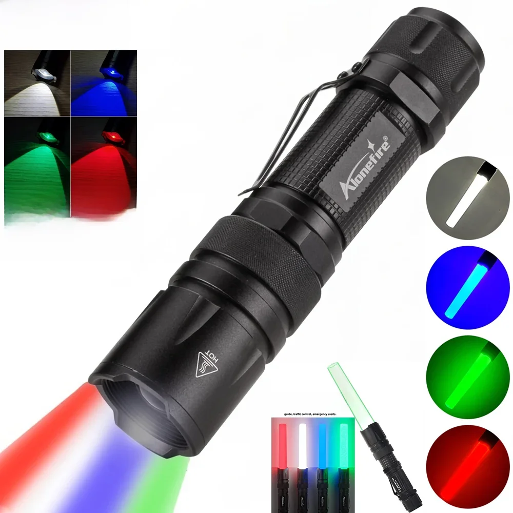 4 w 1 wielokolorowy Zoom Led biały/czerwony/zielony/niebieski latarka oświetleniowa odkryty polowanie fotograficzne Selfie piesze wycieczki Camping Totch — Zdjęcie 2 z 2