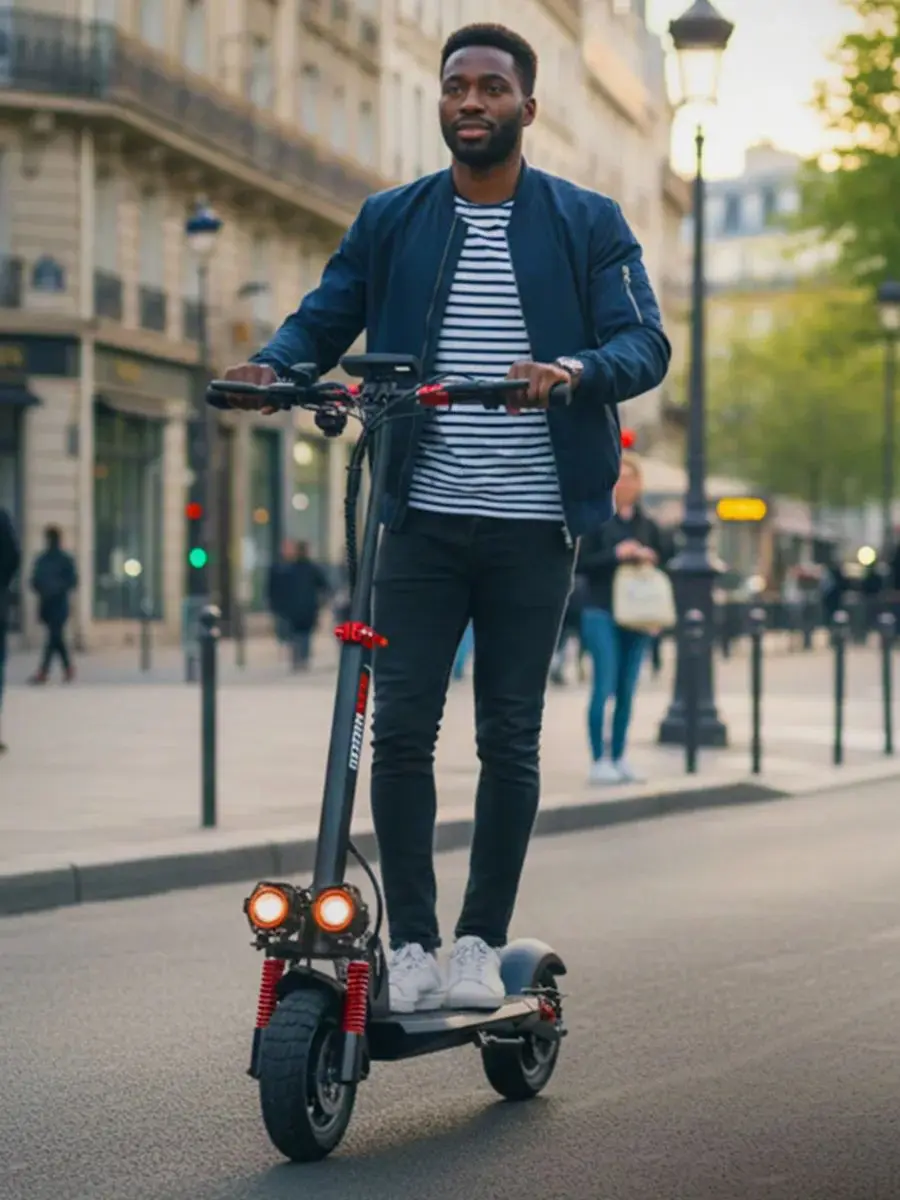 SUNNIGOO 800W Elektroroller für Erwachsene - 25km/h Höchstgeschwindigkeit 45-55km Reichweite 10-Zoll Offroad-Reifen Faltbarer E-Scooter für Pendler