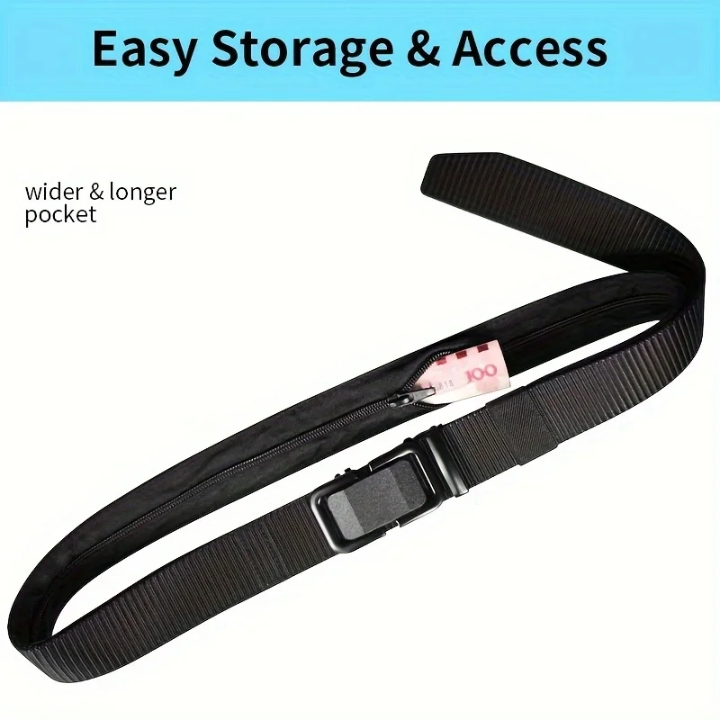 Travel Cash Anti Theft Belt Waist Bag Women Portable Hidden Money Strap Belt Wallet Waist Pack Men Secret Hiding Belt 46.85inch