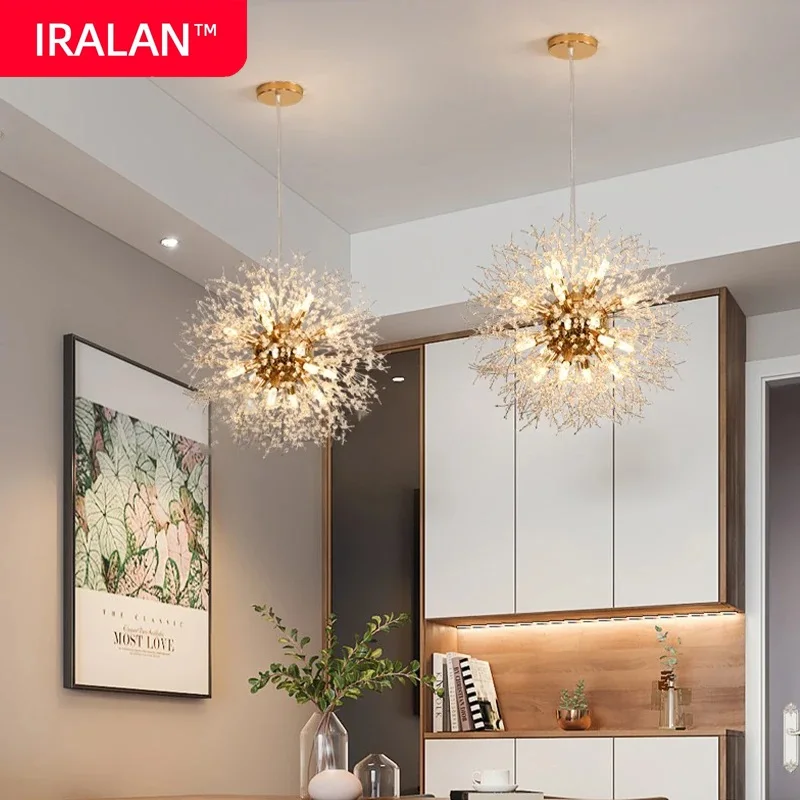 IRALAN Lampadari a soffitto Lampadari a sospensione con tarassaco 8 luci Lampade G9 Apparecchi in lega per soggiorno Camera da letto Foyer Corridoio Negozio