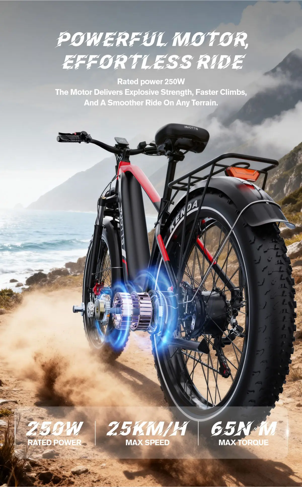 Duotts F26 Lite Elektrofahrrad 48V18Ah Lithium-Akku Bürstenloser Motor E-Bike Doppelte Hydraulische Bremse Elektrofahrrad – Detail 4