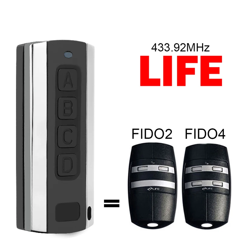 Clone LIFE FIDO2 FIDO4 Garage Remote Control Barrier Gate Controls 433.92MHz Garage Door Opener LIFE Remote Control Command