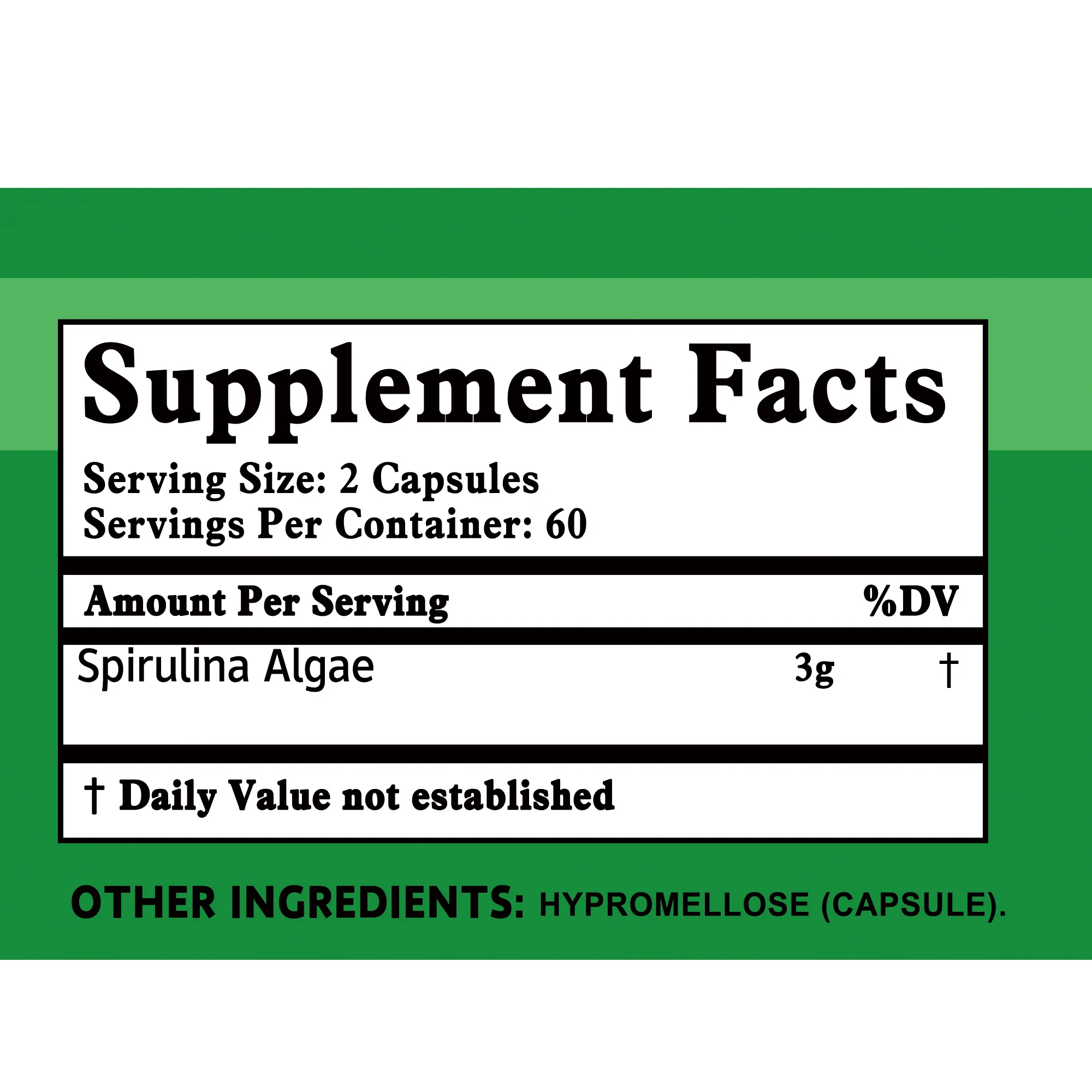 Spirulina - Energy Boost, Supports Immune Health and Cardiovascular Function, Promotes Detoxification - 120 Capsules