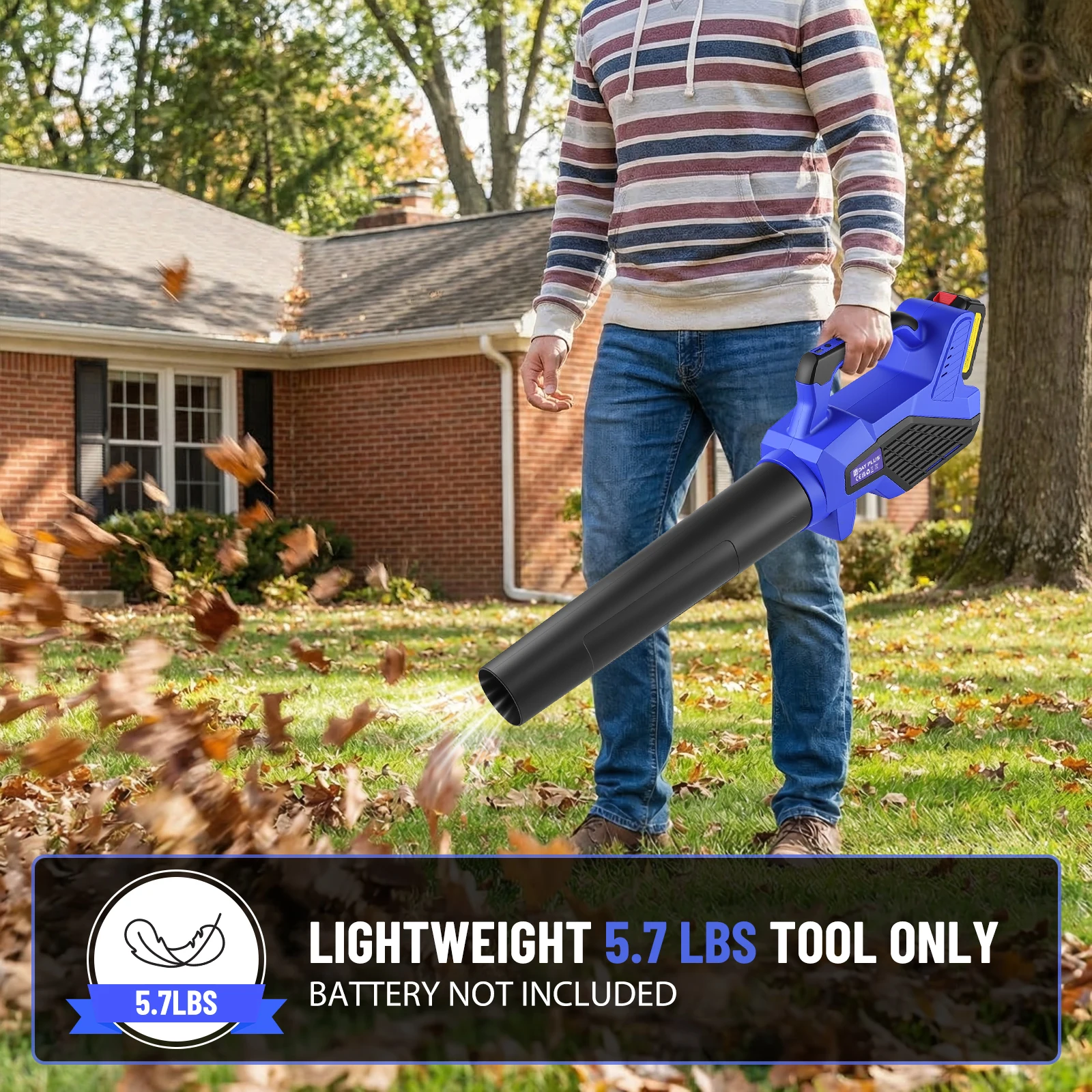Soplador Eléctrico Turbo Jet de 3000W y 21000 RPM, Soplador de Aire Eléctrico Portátil, Soplador de Hojas, Herramienta para Polvo y Nieve, Inalámbrico, Ligero y con 6 Velocidades Ajustables
