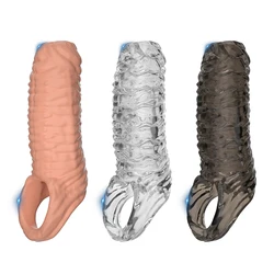 Preservativo reutilizável para homens e mulheres, manga penis, manga penis, massagem de silicone, brinquedos sexuais adultos, manga penis gay, produtos sexuais, vibrador