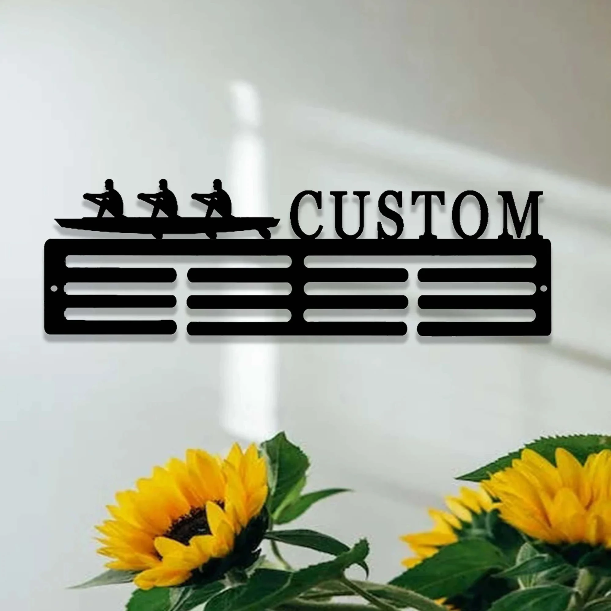 

Personalized Rowing Medal Holder,Custom Rowing Player Name Medal Hanger,12 Rungs for Medals & Ribbon,Rower Award Display