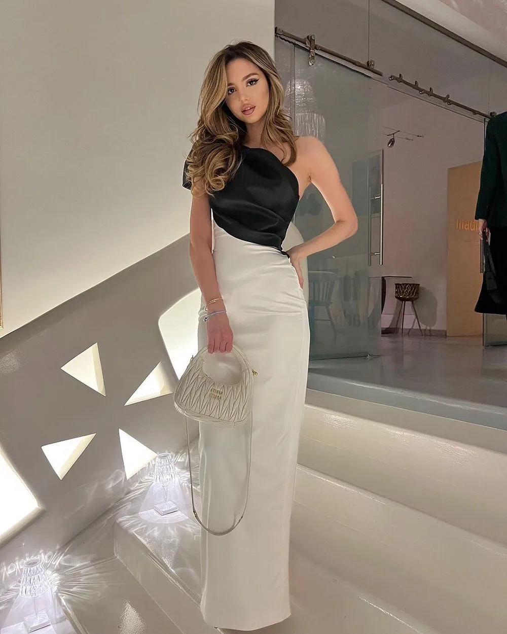 SoDigne Simple Party Dress For Women Dubai Chic Prom Dresses White and Black Bodycon Mermaid Prom Dress Wedding Guest Gown 2024