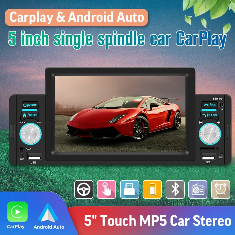

1 din Car Radio Multimedia Video Player Carplay Android Auto Touch Screen Car Stereo MP5 FM Bluetooth USB Camera Car Autoradio