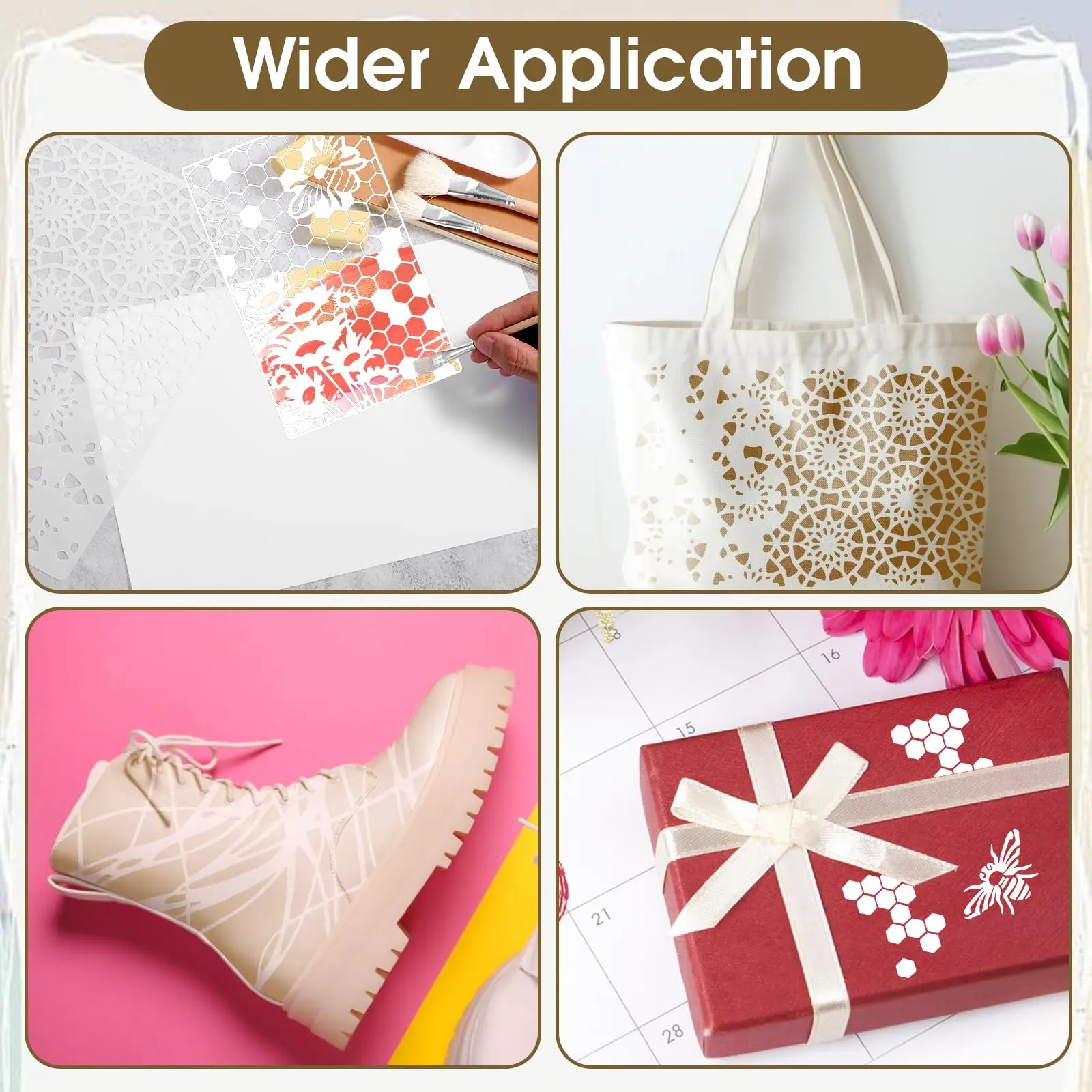 12 قطعة استنسل رسم عيد الميلاد 18 × 28 سنتيمتر قالب تزيين ذاتي الصنع مع أنماط ندفة الثلج على شكل شجرة الرنة لورق نسيج الحائط