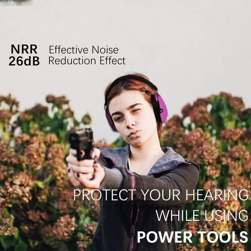 Imagen 2 del producto PROHEAR-protección auditiva rosa para tiro, orejeras de seguridad con reducción de ruido pasiva, Protector auditivo plegable para caza con rango de armas