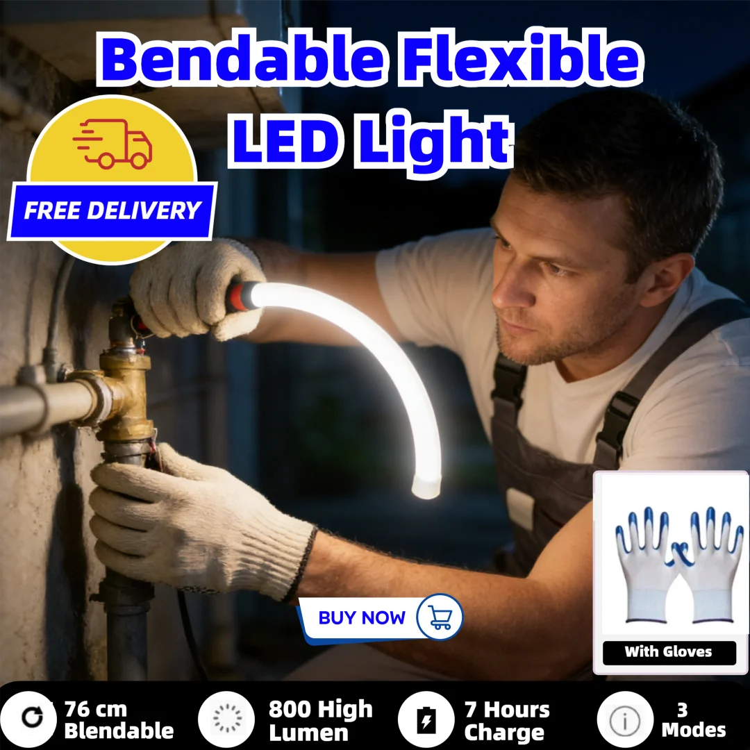 Bendable LED Flashlight Stick Rechargeable Flexible Work Light 800 Lumen 3 Brightness Modes 7H Runtime Automotive Camping Tool