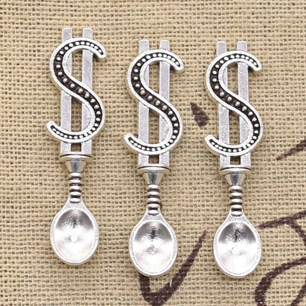12 sztuk Charms pieniądze dolar łyżka 37x9mm antyczne srebro kolorowy platerowany zawieszki dokonywanie DIY ręcznie robione tybetańskie znalezienie biżuteria — zdjęcie 2
