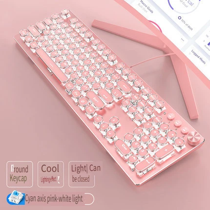 

Retro Mechanical Gaming Keyboard TK100 Steampunk Wired Blue Switch RGB Backlit Knob for Office Laptop Desktop Computer