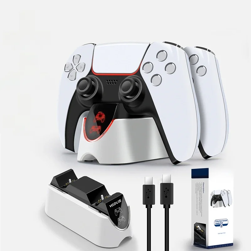 Carregador rápido duplo para Playstation controlador, carregamento berço Dock, LED indicador, PS5