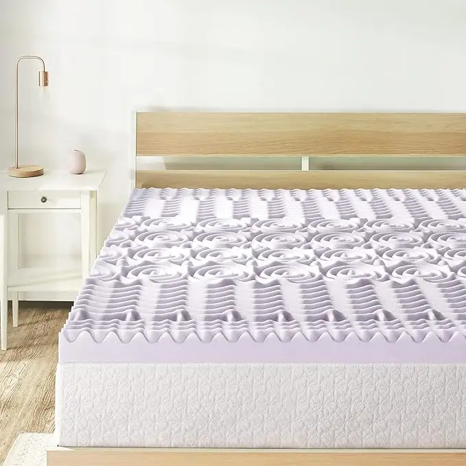 3-Inch 5-Zone Memory Foam Mattress Topper, Lavender Infused Cooling, Twin Size.