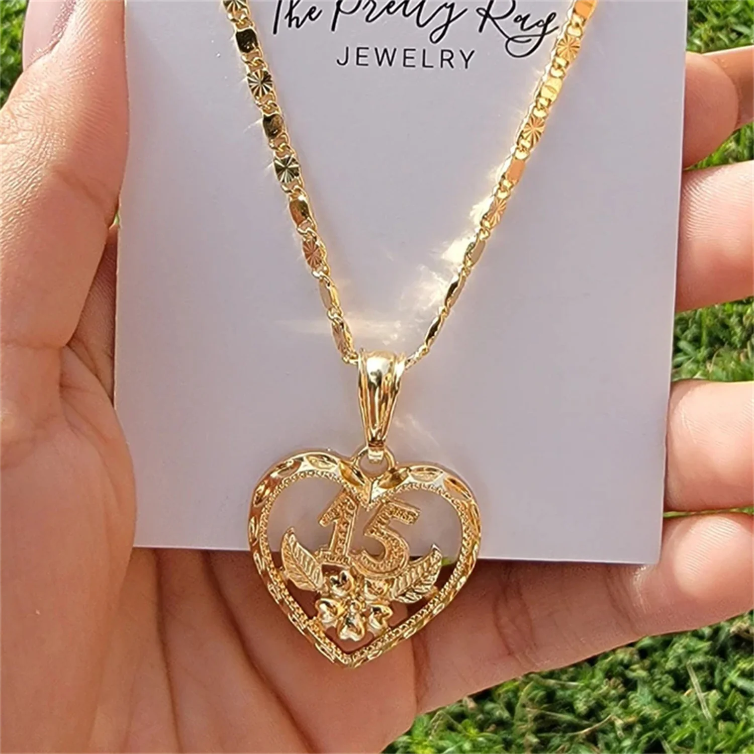 Heart Shape Custom Digital Necklace European And American Letter Pendant Golden Jewelry Anniversary Gifts For Ladies MIS 15 ANOS