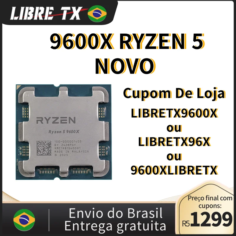 LIBRETX Ryzen 5 9600x Processador CPU AM5 / Placa-mãe X670-E Envio Grátis do Brasil