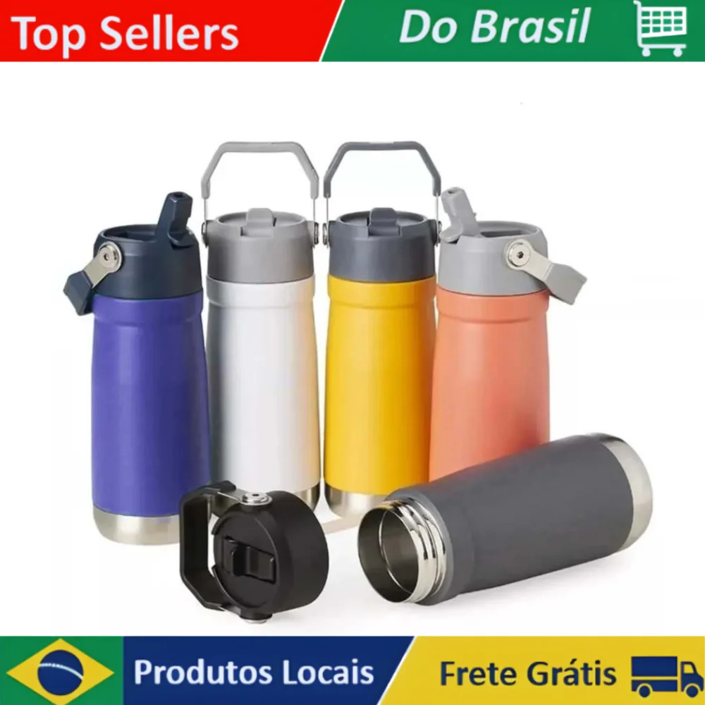 Garrafa Térmica 550ml com Canudo e Tampa Hermética - Modelo ZXJ 11