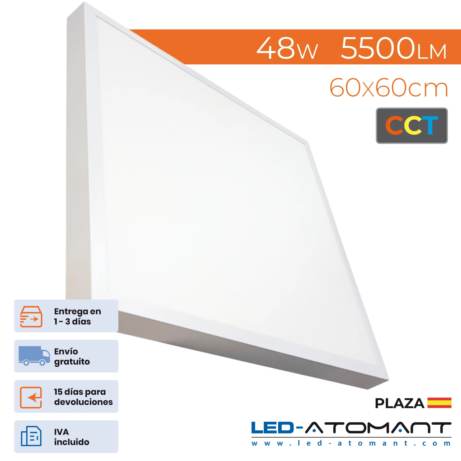 ATOMANT LED®48w 5500lm 600mm cct plafon led surface square panel panels LED ceiling lighting lights ceiling light home