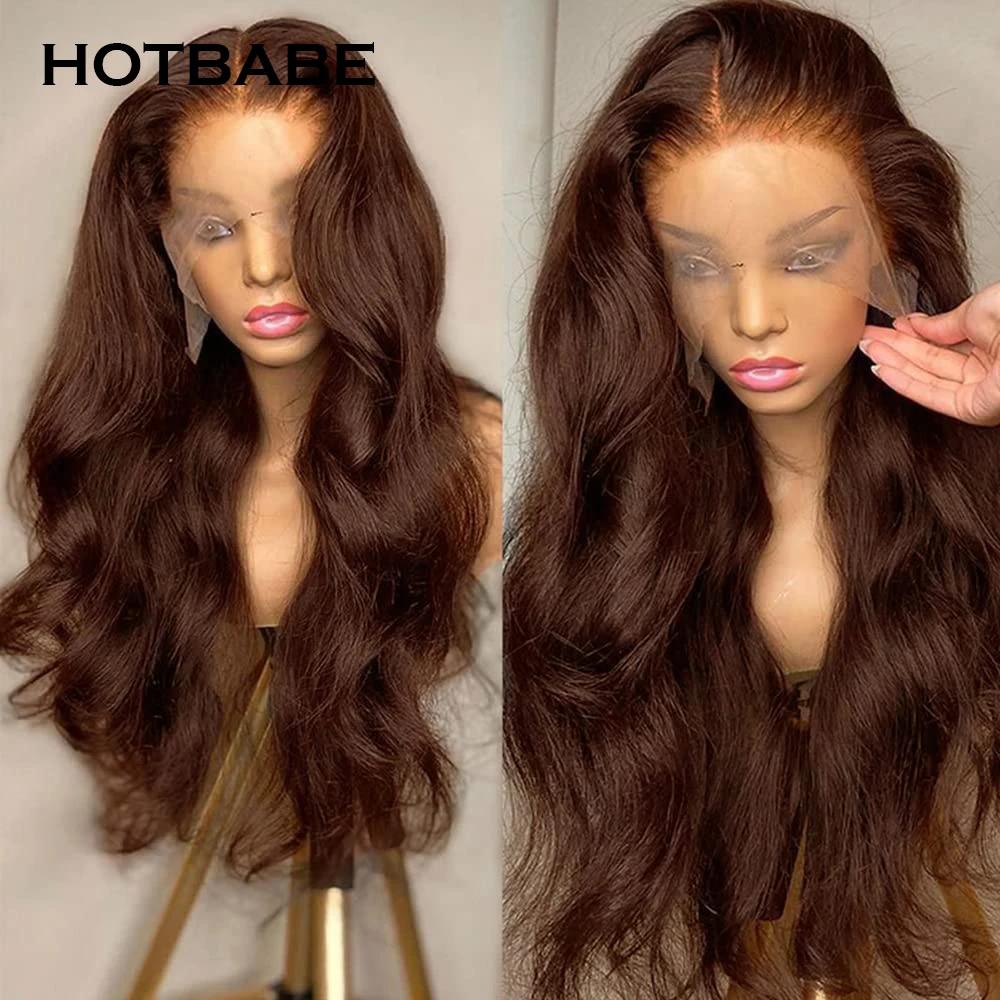 Perruque Lace Front Wig Body Wave brésilienne naturelle Remy, cheveux humains, couleur brun, 13x4/13x6, pre-plucked, HD, densité 250